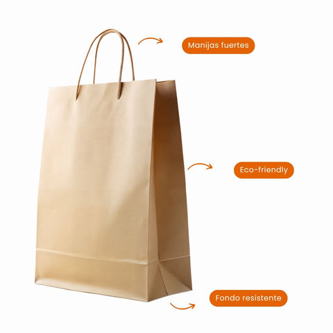Bolsas Papel Kraft Grande Con Manillas 30x16x35