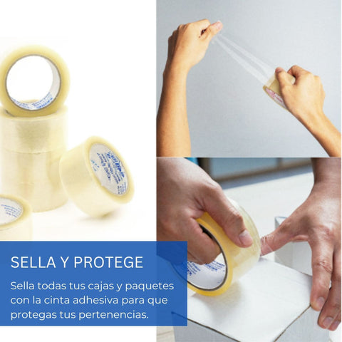Set de cajas de cartón para mudanza con rollo de kraft y herramientas de embalaje incluidas