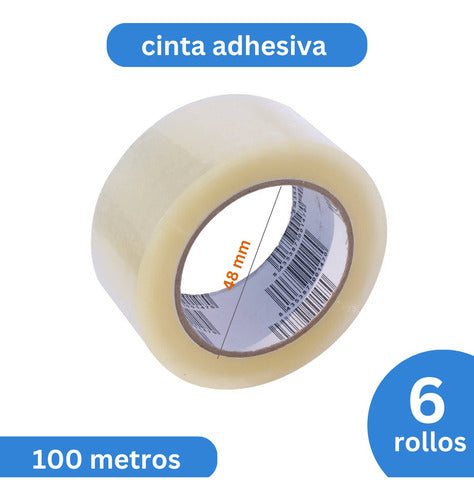 Cinta de Embalaje Transparente 100 Metros / Pack 6 cintas